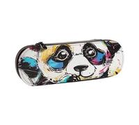 BNVSADC Cute Panda Printed Leather Pencil Pen Case & Makeup Bag - Stylish Hard Shell Pencil Bag Stationery Organizer Pouch for School Office Travel