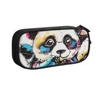 BNVSADC Cute Panda Printed Pencil Case Large Pen Bag Cute Pencil Box Pouch Office School Stationery Organizer for Girls Boys, Black
