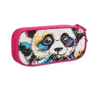 BNVSADC Cute Panda Printed Pencil Case Large Pen Bag Cute Pencil Box Pouch Office School Stationery Organizer for Girls Boys, Pink