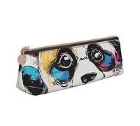 BNVSADC Cute Panda Printed Triangle Pencil Case Leather Pencil Pouch Cute Stationery Pencil Pen Bag for School Office Travel