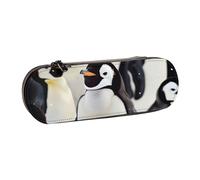 BNVSADC Cute Penguin Animal Pattern Printed Leather Pencil Pen Case & Makeup Bag - Stylish Hard Shell Pencil Bag Stationery Organizer Pouch for School Office Travel