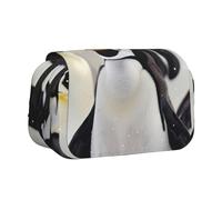 BNVSADC Cute Penguin Animal Pattern Printed Print Flip Top Double Layer Pencil Case - Large Capacity School Supplies Organizer for Students, Kids, Teens, Artists, Travel & Office Use