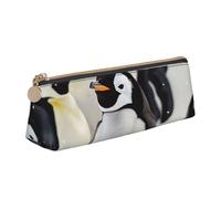 BNVSADC Cute Penguin Animal Pattern Printed Triangle Pencil Case Leather Pencil Pouch Cute Stationery Pencil Pen Bag for School Office Travel