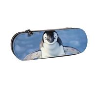 BNVSADC Cute Penguin Printed Leather Pencil Pen Case & Makeup Bag - Stylish Hard Shell Pencil Bag Stationery Organizer Pouch for School Office Travel