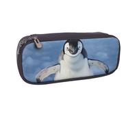 BNVSADC Cute Penguin Printed Leather Pencil Pen Case & Makeup Bag - Stylish Pencil Bag Stationery Organizer Pouch for School Office Travel