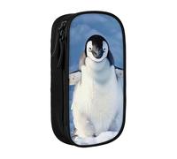 BNVSADC Cute Penguin Printed Pencil Case for Girls Boys, Large Capacity Pencil Pouch Cute Pencil Box Adult Makeup Bag with 2 Compartments, Black