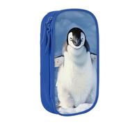 BNVSADC Cute Penguin Printed Pencil Case for Girls Boys, Large Capacity Pencil Pouch Cute Pencil Box Adult Makeup Bag with 2 Compartments, Blue