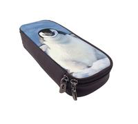 BNVSADC Cute Penguin Printed PU Leather Flip Pencil Case, Cute Pencil Box Pen Bag Stationery Organizer Makeup Bag for School Office Travel