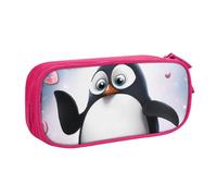 BNVSADC Cute Penguins Printed Pencil Case Large Pen Bag Cute Pencil Box Pouch Office School Stationery Organizer for Girls Boys, Pink
