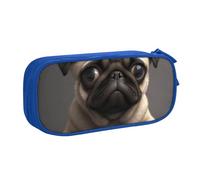 BNVSADC Cute Pretty Pug Dog Printed Pencil Case Large Pen Bag Cute Pencil Box Pouch Office School Stationery Organizer for Girls Boys, Blue