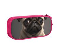BNVSADC Cute Pretty Pug Dog Printed Pencil Case Large Pen Bag Cute Pencil Box Pouch Office School Stationery Organizer for Girls Boys, Pink