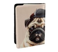 BNVSADC Cute Pug Printed Passport Holder Travel PU Leather Passport Cover Case Organiser for Men Women, 6.5 inch