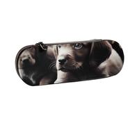 BNVSADC Cute Puppies Dog Printed Leather Pencil Pen Case & Makeup Bag - Stylish Hard Shell Pencil Bag Stationery Organizer Pouch for School Office Travel