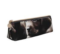 BNVSADC Cute Puppies Dog Printed Triangle Pencil Case Leather Pencil Pouch Cute Stationery Pencil Pen Bag for School Office Travel