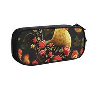 BNVSADC Cute Rooster Chickens Printed Pencil Case Large Pen Bag Cute Pencil Box Pouch Office School Stationery Organizer for Girls Boys, Black