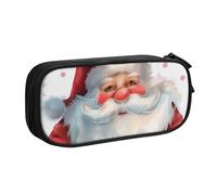 BNVSADC Cute Santa Claus 1 Printed Pencil Case Large Pen Bag Cute Pencil Box Pouch Office School Stationery Organizer for Girls Boys, Black