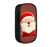 BNVSADC Cute Santa Claus Printed Pencil Case for Girls Boys, Large Capacity Pencil Pouch Cute Pencil Box Adult Makeup Bag with 2 Compartments, Black