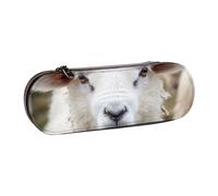 BNVSADC Cute Sheep Lamb Printed Leather Pencil Pen Case & Makeup Bag - Stylish Hard Shell Pencil Bag Stationery Organizer Pouch for School Office Travel