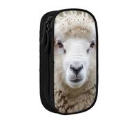 BNVSADC Cute Sheep Lamb Printed Pencil Case for Girls Boys, Large Capacity Pencil Pouch Cute Pencil Box Adult Makeup Bag with 2 Compartments, Black