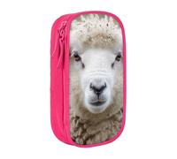 BNVSADC Cute Sheep Lamb Printed Pencil Case for Girls Boys, Large Capacity Pencil Pouch Cute Pencil Box Adult Makeup Bag with 2 Compartments, Pink