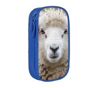 BNVSADC Cute Sheep Lamb Printed Pencil Case for Girls Boys, Large Capacity Pencil Pouch Cute Pencil Box Adult Makeup Bag with 2 Compartments, Blue