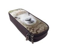 BNVSADC Cute Sheep Lamb Printed PU Leather Flip Pencil Case, Cute Pencil Box Pen Bag Stationery Organizer Makeup Bag for School Office Travel