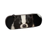 BNVSADC Cute Skunk Printed Leather Pencil Pen Case & Makeup Bag - Stylish Hard Shell Pencil Bag Stationery Organizer Pouch for School Office Travel