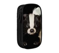 BNVSADC Cute Skunk Printed Pencil Case for Girls Boys, Large Capacity Pencil Pouch Cute Pencil Box Adult Makeup Bag with 2 Compartments, Black