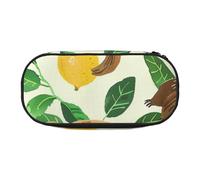 BNVSADC Cute Sloths on Yellow Lemons Printed Pencil Case Cute Pencil Bag Pen Pouch Large Stationery Organizer Makeup Bag for Teen Boys Girls School Students Office