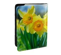 BNVSADC Daffodil Flower Printed Passport Holder Travel PU Leather Passport Cover Case Organiser for Men Women, 6.5 inch