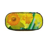 BNVSADC Daffodil Flower Printed Pencil Case Cute Pencil Bag Pen Pouch Large Stationery Organizer Makeup Bag for Teen Boys Girls School Students Office