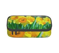BNVSADC Daffodil Flower Printed Pencil Case Cute Pencil Box Bag Pen Pouch Office School Stationery Organizer for School Travel Work
