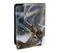 BNVSADC Deer in Beautiful Snow Printed Passport Holder Travel PU Leather Passport Cover Case Organiser for Men Women, 6.5 inch