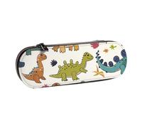 BNVSADC Dinosaur Pattern Printed Leather Pencil Pen Case & Makeup Bag - Stylish Hard Shell Pencil Bag Stationery Organizer Pouch for School Office Travel