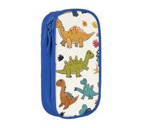 BNVSADC Dinosaur Pattern Printed Pencil Case for Girls Boys, Large Capacity Pencil Pouch Cute Pencil Box Adult Makeup Bag with 2 Compartments, Blue