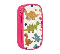 BNVSADC Dinosaur Pattern Printed Pencil Case for Girls Boys, Large Capacity Pencil Pouch Cute Pencil Box Adult Makeup Bag with 2 Compartments, Pink