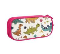 BNVSADC Dinosaur Pattern Printed Pencil Case Large Pen Bag Cute Pencil Box Pouch Office School Stationery Organizer for Girls Boys, Pink
