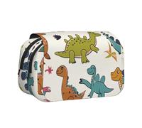 BNVSADC Dinosaur Pattern Printed Print Flip Top Double Layer Pencil Case - Large Capacity School Supplies Organizer for Students, Kids, Teens, Artists, Travel & Office Use