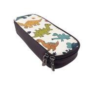BNVSADC Dinosaur Pattern Printed PU Leather Flip Pencil Case, Cute Pencil Box Pen Bag Stationery Organizer Makeup Bag for School Office Travel