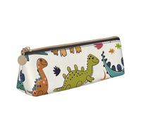 BNVSADC Dinosaur Pattern Printed Triangle Pencil Case Leather Pencil Pouch Cute Stationery Pencil Pen Bag for School Office Travel