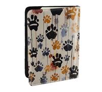 BNVSADC Dog Bones Paw Prints Printed Passport Holder Travel PU Leather Passport Cover Case Organiser for Men Women, 6.5 inch