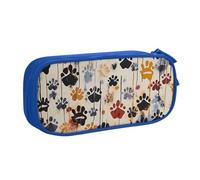 BNVSADC Dog Bones Paw Prints Printed Pencil Case Large Pen Bag Cute Pencil Box Pouch Office School Stationery Organizer for Girls Boys, Blue