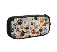BNVSADC Dog Bones Paw Prints Printed Pencil Case Large Pen Bag Cute Pencil Box Pouch Office School Stationery Organizer for Girls Boys, Black