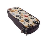 BNVSADC Dog Bones Paw Prints Printed PU Leather Flip Pencil Case, Cute Pencil Box Pen Bag Stationery Organizer Makeup Bag for School Office Travel