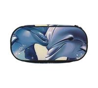 BNVSADC Dolphins in Love 1 Printed Pencil Case Cute Pencil Bag Pen Pouch Large Stationery Organizer Makeup Bag for Teen Boys Girls School Students Office