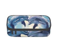 BNVSADC Dolphins in Love 1 Printed Pencil Case Cute Pencil Box Bag Pen Pouch Office School Stationery Organizer for School Travel Work