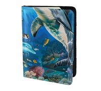 BNVSADC Dolphins Sea Turtle Coral Reef Printed Passport Holder Travel PU Leather Passport Cover Case Organiser for Men Women, 6.5 inch