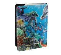 BNVSADC Dolphins Sea Turtle Octopus Coral Reef Printed Passport Holder Travel PU Leather Passport Cover Case Organiser for Men Women, 6.5 inch
