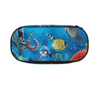 BNVSADC Dolphins Sea Turtle Octopus Coral Reef Printed Pencil Case Cute Pencil Bag Pen Pouch Large Stationery Organizer Makeup Bag for Teen Boys Girls School Students Office