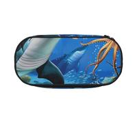 BNVSADC Dolphins Sea Turtle Octopus Printed Pencil Case Cute Pencil Bag Pen Pouch Large Stationery Organizer Makeup Bag for Teen Boys Girls School Students Office